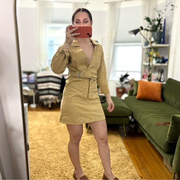 Jonathan Simkhai Standard Tan Denim Long Sleeve Mini Dress - Picture 7 of 11